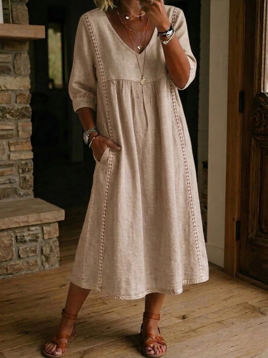 📦📦LAST DAY SAVE 50% ⏰Casual Loose-fitting Denim Dress With Lace Trim