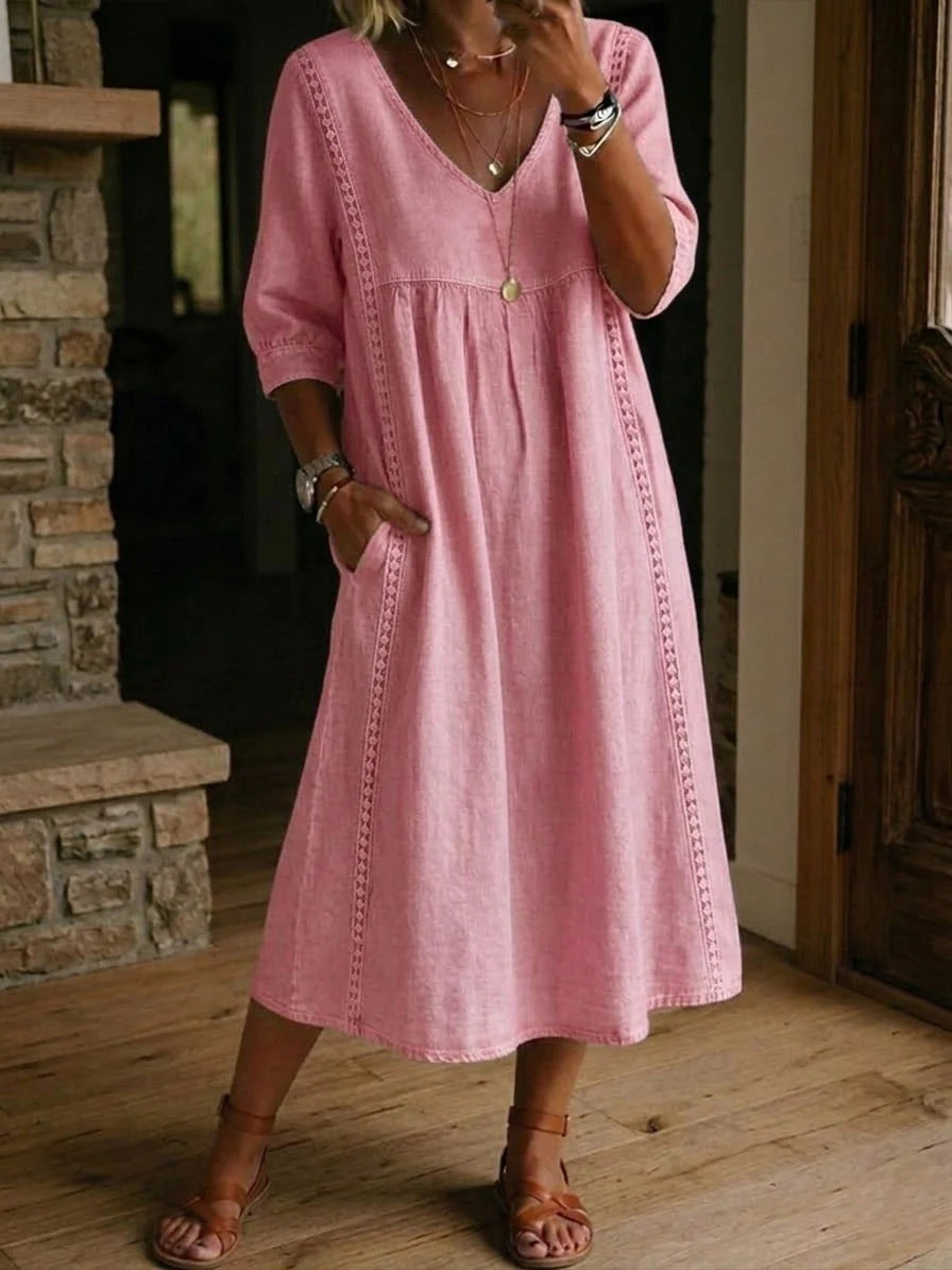 📦📦LAST DAY SAVE 50% ⏰Casual Loose-fitting Denim Dress With Lace Trim