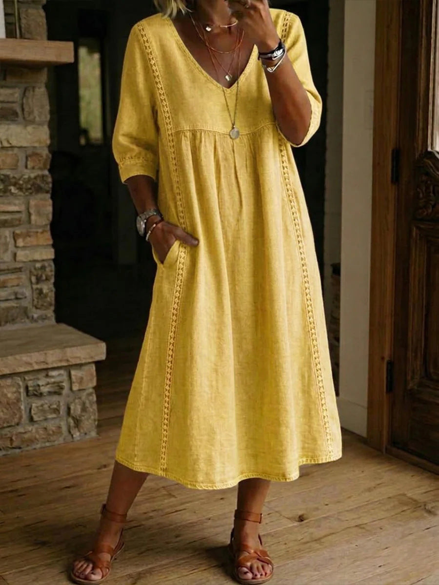 📦📦LAST DAY SAVE 50% ⏰Casual Loose-fitting Denim Dress With Lace Trim